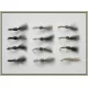 12 Barbless Shuttlecock Flies - Olive, Black & Hares ear