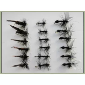 18 Barbless Dry Flies  - Alder, Ant and Knotted Midge