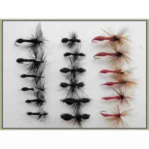 18 Barbless Ants Dry Flies - Traditional, Winged, Red Para Ant