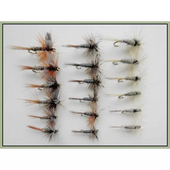 18 Dry Flies,Hares Ear, Duster and Adams