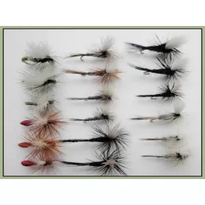 18 Parachute Dry Flies, mixed colours