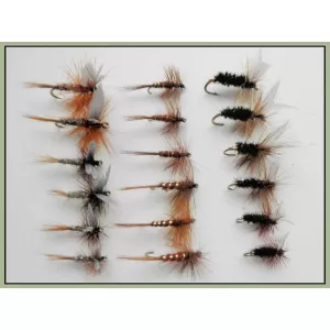 18 Dry Flies  - Hares Ear, Midge and Coachman
