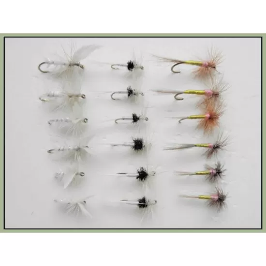 18 Dry Flies, White Moth,Caenis and Tups