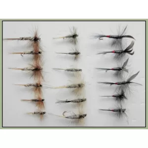 18 Dry Flies  - Grey Duster, Kites Imp and Iron Blue