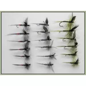 18 Dry Flies, Blue,Iron and Olive Dun