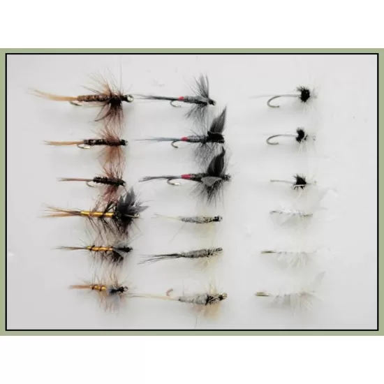18 Dry Flies, Mixed 6 Varieties