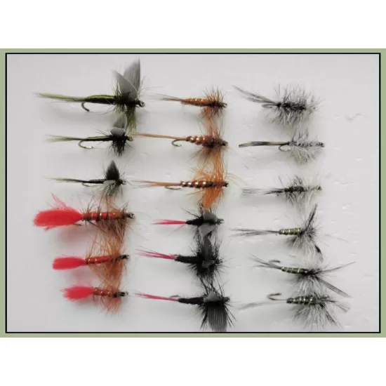 18 Dry Flies, Mixed 6 Varieties - named