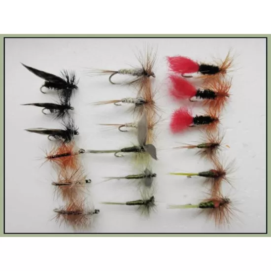 18 Dry Flies, Mixed 6 Varieties- named
