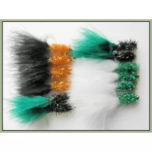 12 Goldhead Fritz, Orange/black, Green/white, black/green