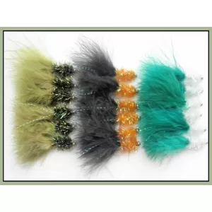 18 Goldhead Fritz Lures - Olive, Orange/black tail, White/green tail