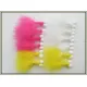 12 Barbless Booby Trout Flies Yellow,Pink and White