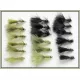 18 Mini Goldhead Flash Damsels, Black and Olive