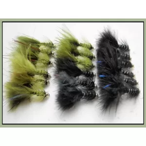 18 Goldhead Flash Damsels - Olive & Black