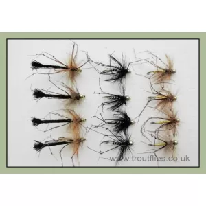 12 Barbless Goldhead Daddy long legs, Black, Standard, detached
