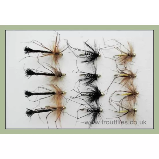 12 Barbless Goldhead Daddy long legs, Black, Standard, detached