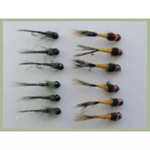 12 Tungsten Bead Quill Nymph - Golden & Olive quills