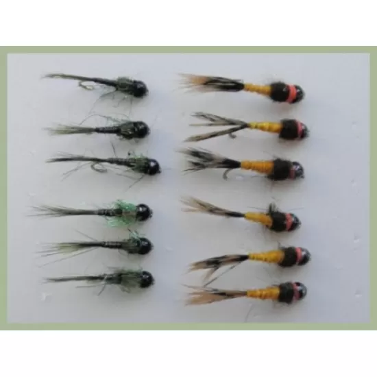 12 Tungsten Bead Quill Nymph - Golden & Olive quills