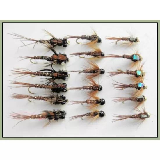 18 Pheasant Tail, Tungsten,Troutmaster, Flash Head