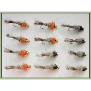 12 Goldhead Hares Ear - Orange and Natural