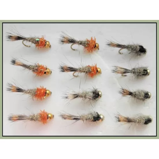 12 Goldhead Hares Ear - Orange and Natural