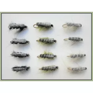 12 Semtex Nymph - hares ear, black, olive