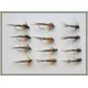 12 Pheasant Tail  Nymph Flies - orange, natural & yellow