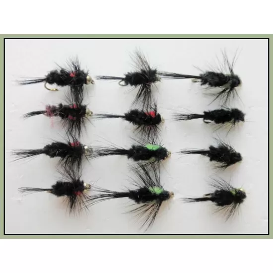 12 Barbless Goldhead Montana Red/Green  - Shortshank