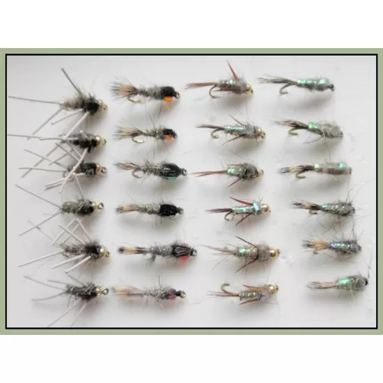 24 Hares Ear Nymph - Flackback, Hotheads, Evil Weevil, Rubber Legged