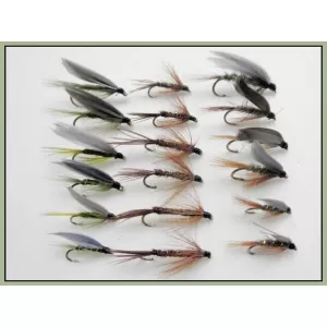 18 Wet Flies - Hares Ear ,Pheasant Tail, Medium Olive