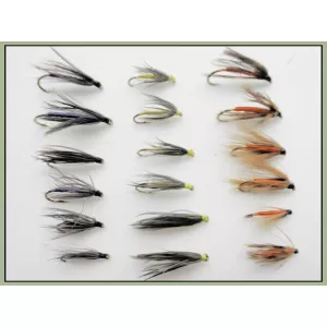 18 Wet Flies - Snipe & Purple ,Part & Orange, Yellow & Dove