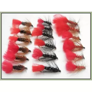 18 Wet Flies - Soldier Palmer, Red Tag, Zulu