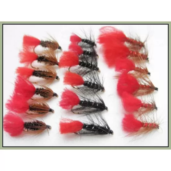 18 Wet Flies - Soldier Palmer, Red Tag, Zulu