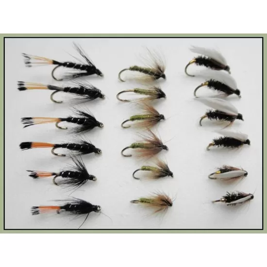 18 Wet Flies - Greenwell, Black Pennel, Coachman