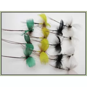 12 Barbless Drake Mayflies - Green, Yellow, Black, Grey