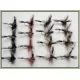 16 Humpy Flies - Black, Brown, Yellow, Olive