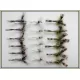 18 Barbless Wulff flies -Olive, White and Grey