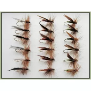 18 Barbless Sedge Flies - Silver Olive and Brown