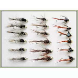 18 Goldhead Nymph  Flies -  Hares Ear, Copper John,Pheas Tail