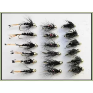 18 Barbless Goldhead Black Pennell,Bibio & Black and Peacock