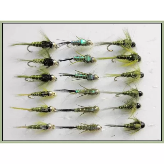 18 Barbless Goldhead & Tungsten Olive Nymph