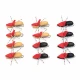 12 Barbless Dry Flies - Hi Viz Beetles - Black and Tan