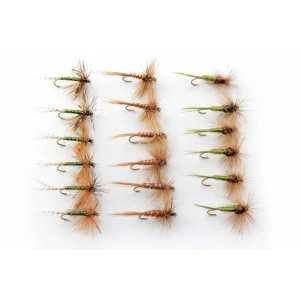 18  Dry Flies - Jingler, Brown Midge, Hatching Olive