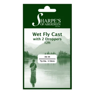 Sharpes of Aberdeen Green Monofilament Wet Cast with 2 Droppers
