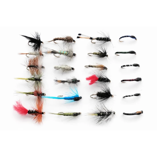 24 Mixed Trout Flies, Crisp Buzzer,Dry,Nymph Wets