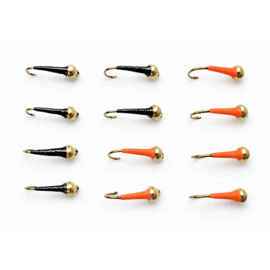 12 BARBLESS Goldhead Buzzer - SBK Black and Orange
