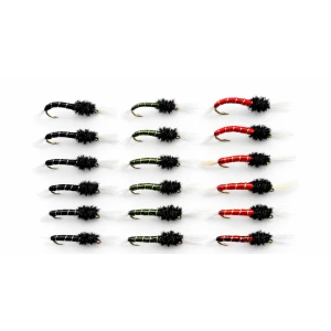 18 BARBLESS Standard Thorax Buzzers Black, Olive and Red