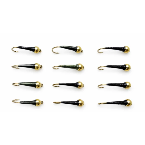 12 Barbless Goldhead Buzzer - SBK Olive and Black