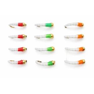 12 Barbless Goldhead Okey Dokey - Three Colours, White Bodies
