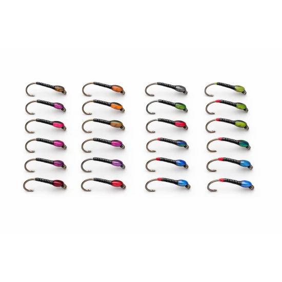 24 Barbless Quill Buzzer Flies - Full Colour Range