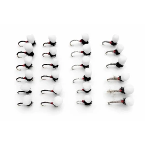 24 Barbless Suspender Buzzers - Black, White, Olive and Hares Ear